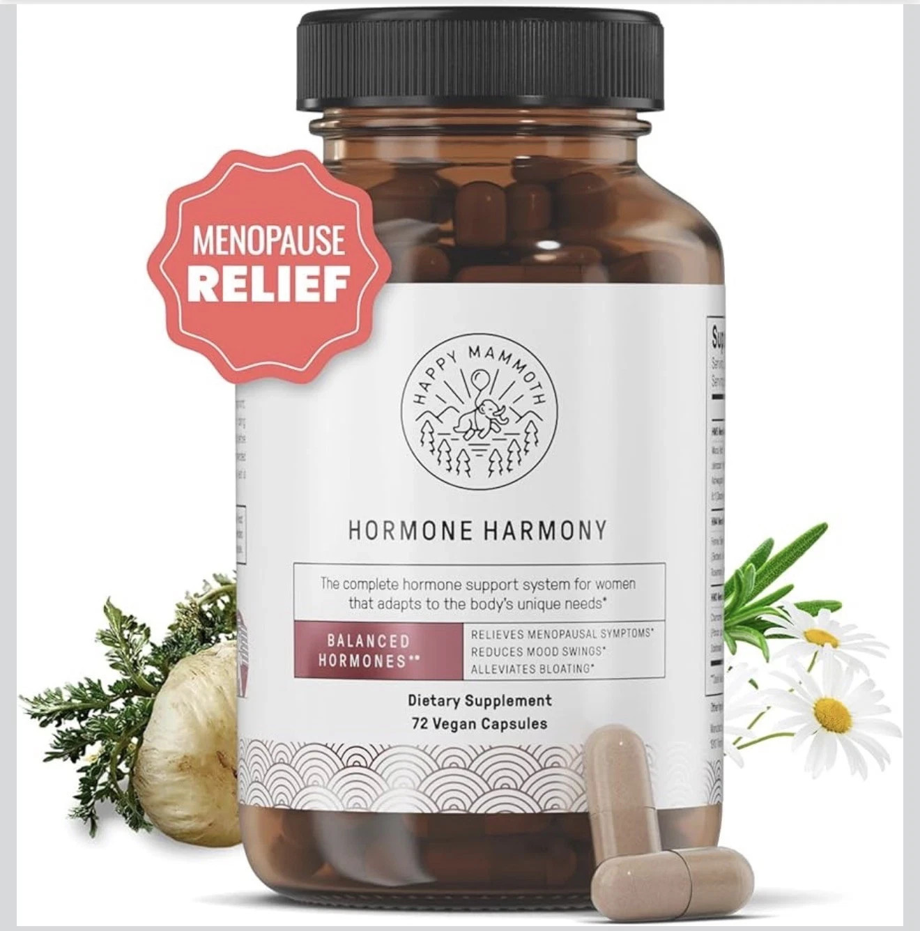Happy Mammoth Hormone Harmony Natural Hormonal Support 72 Capsules for Women US