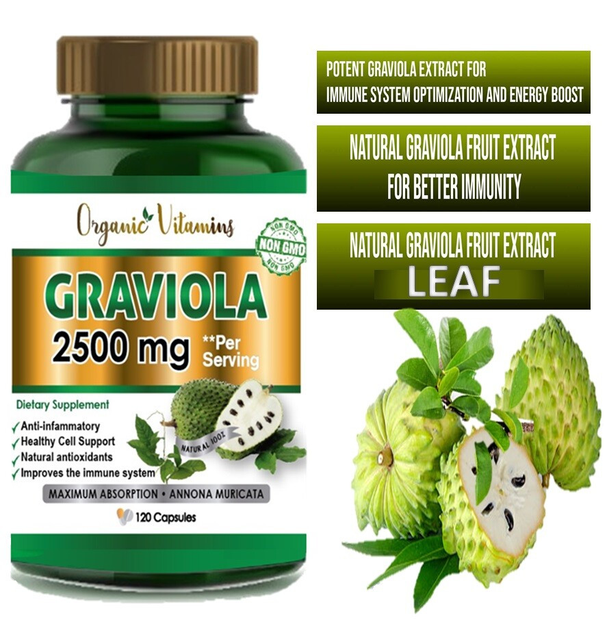 Pure 100% Organic Vitamins Vitamisan Soursop Leaf Total 2500 Mg Graviola