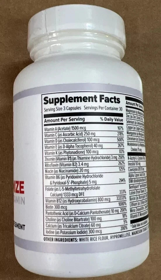 pack of 5 AUTHENTIC 10X Health Optimize Methylated Multivitamin 90 Caps