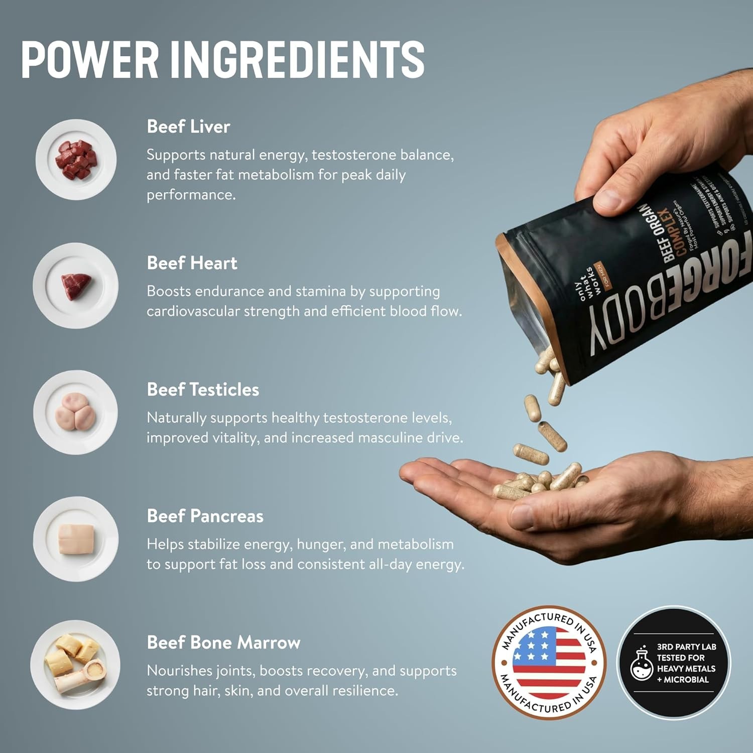 FORGEBODY Beef Organ Complex 60 Caps 100% Grass Fed Beef Supplement | Pack of 2