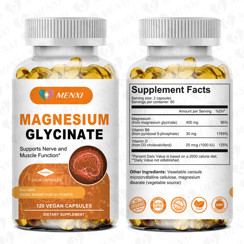 Magnesium Glycinate 400MG Per Servings 120 Vegan Caps High Absorption Magnesium