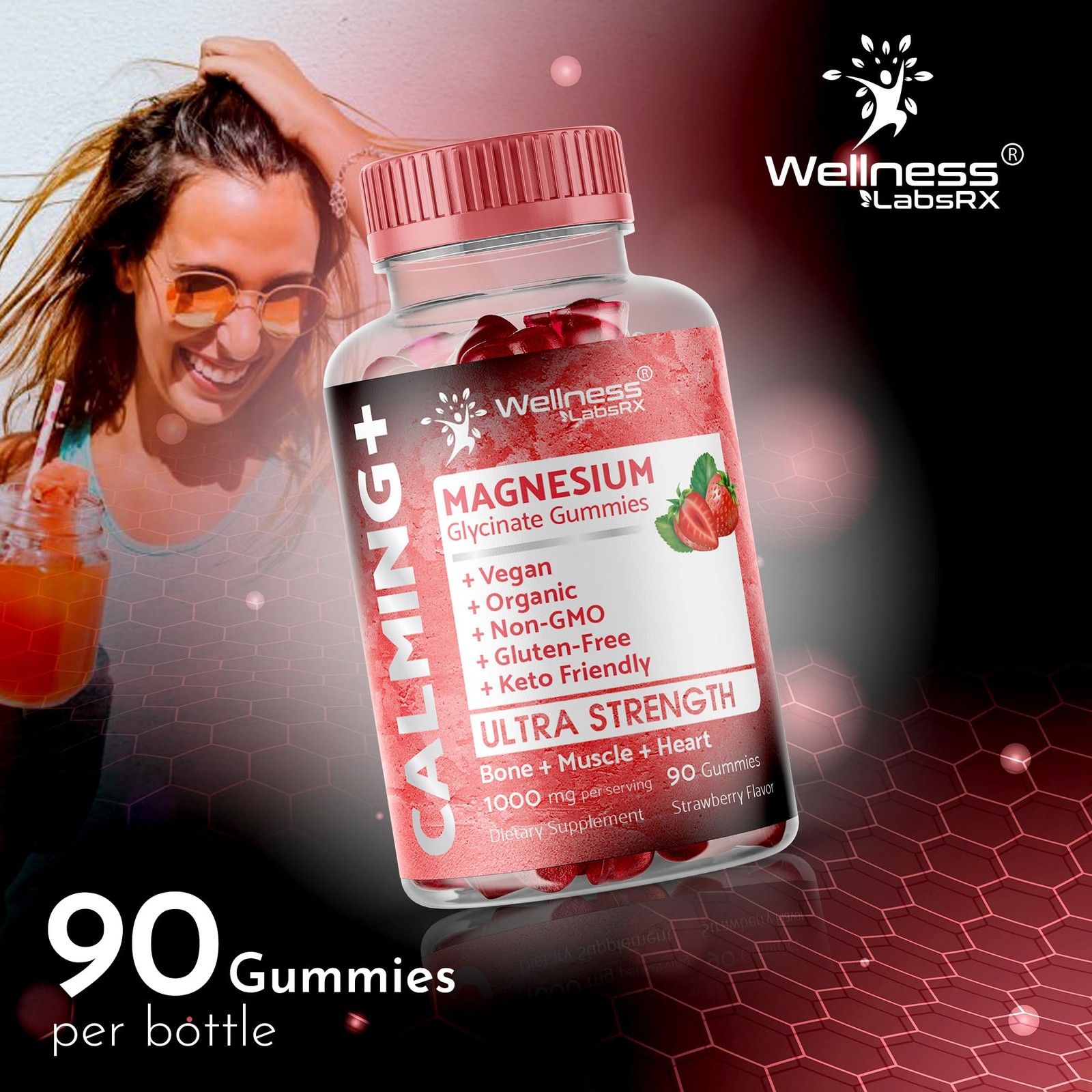 Magnesium Glycinate Gummies 1000mg, Heart Calm Chews, 90 Count (Pack of 1)