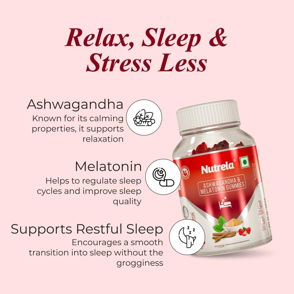 NUTR.ELA Ashwagandha Melatonin Sleep Gummies 30 Strawberry