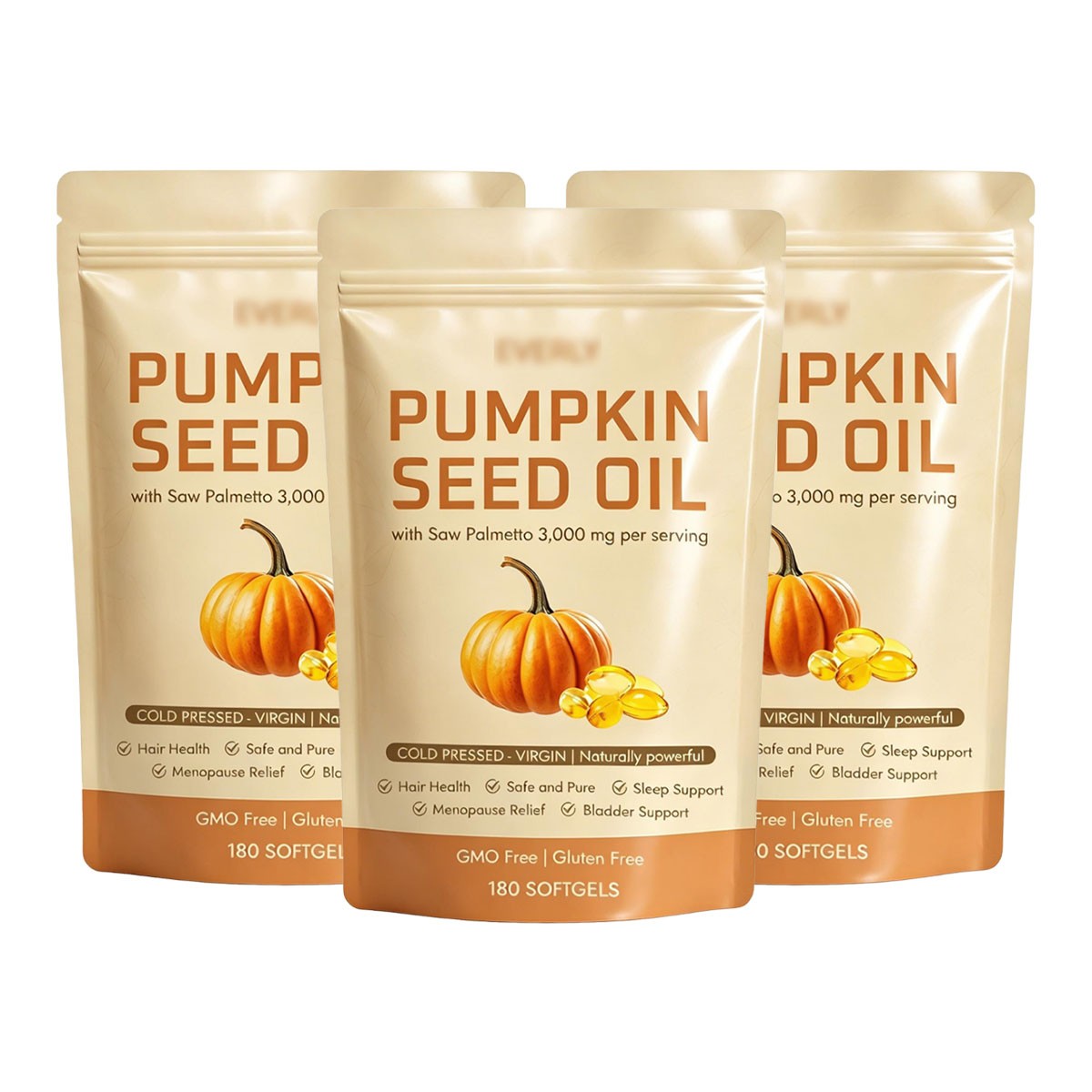 Pumpkin Seed Oil 3000mg Softgels | Cold Pressed Virgin | Saw Palmetto | 180Count