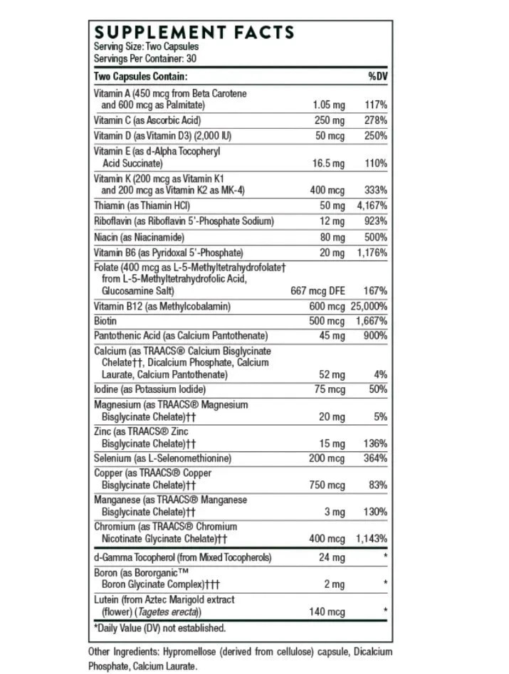 Lot of 2 Thorne Research Basic Nutrients 2/Day 60 Count x2