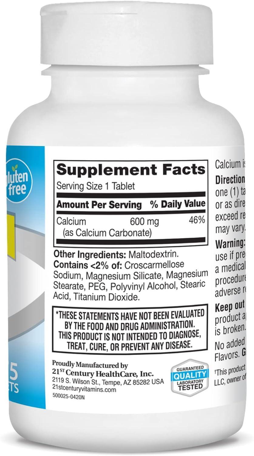 Calcium 600 Mg Bone Muscle Nerve Joint Immune Structural Health Support, 75 Tabs