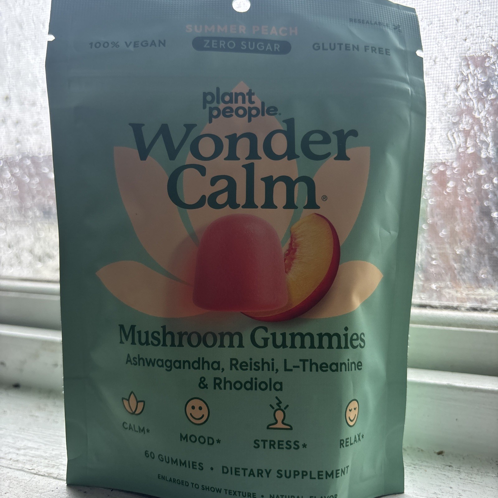 3/27 Plant People WonderCalm Mushroom Gummies Ashwagandha Peach Flavor 60 Count