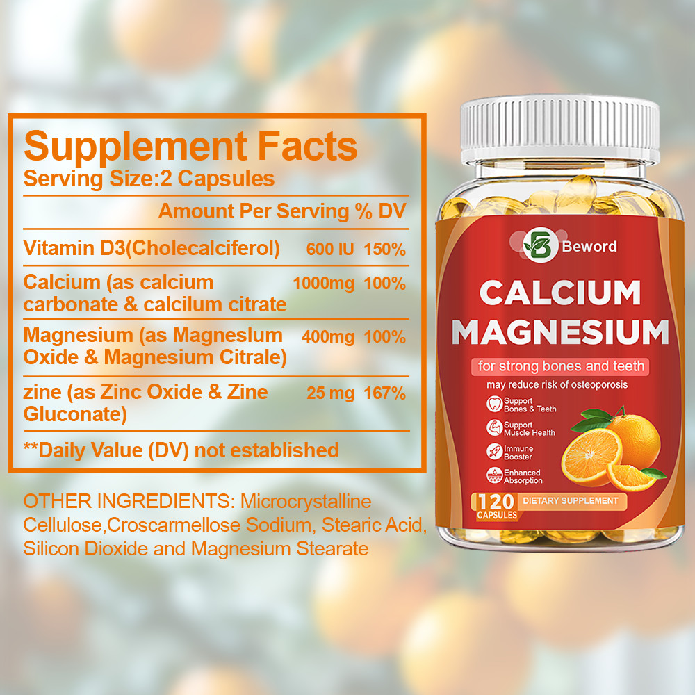 Calcium Magnesium Zinc with Vitamin D3 Strong For Bone Health Muscle Improvement