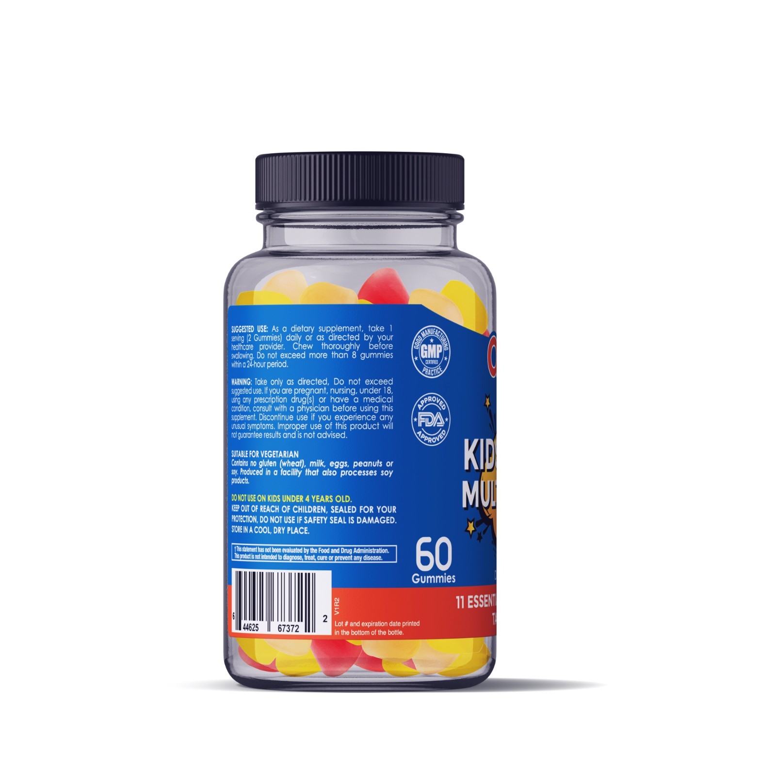 Kids & Teen Multivitamin Gummy Natural Falvors & color Vit: A C D E B6 B5 Zinc