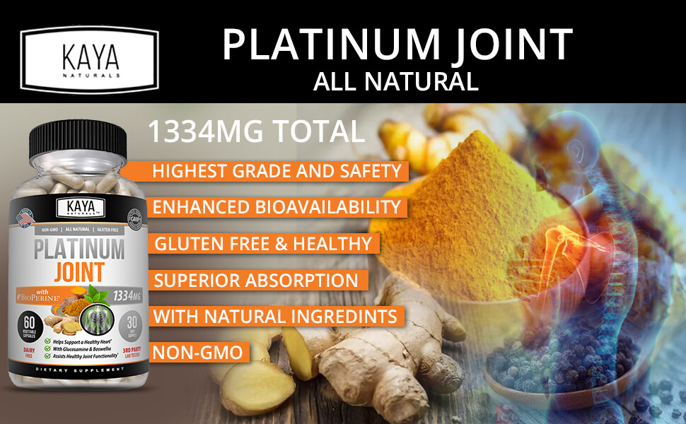 (2 Pack) Platinum Joint, Pain Relief, Joint Support, Anti Inflammatory, Turmeric