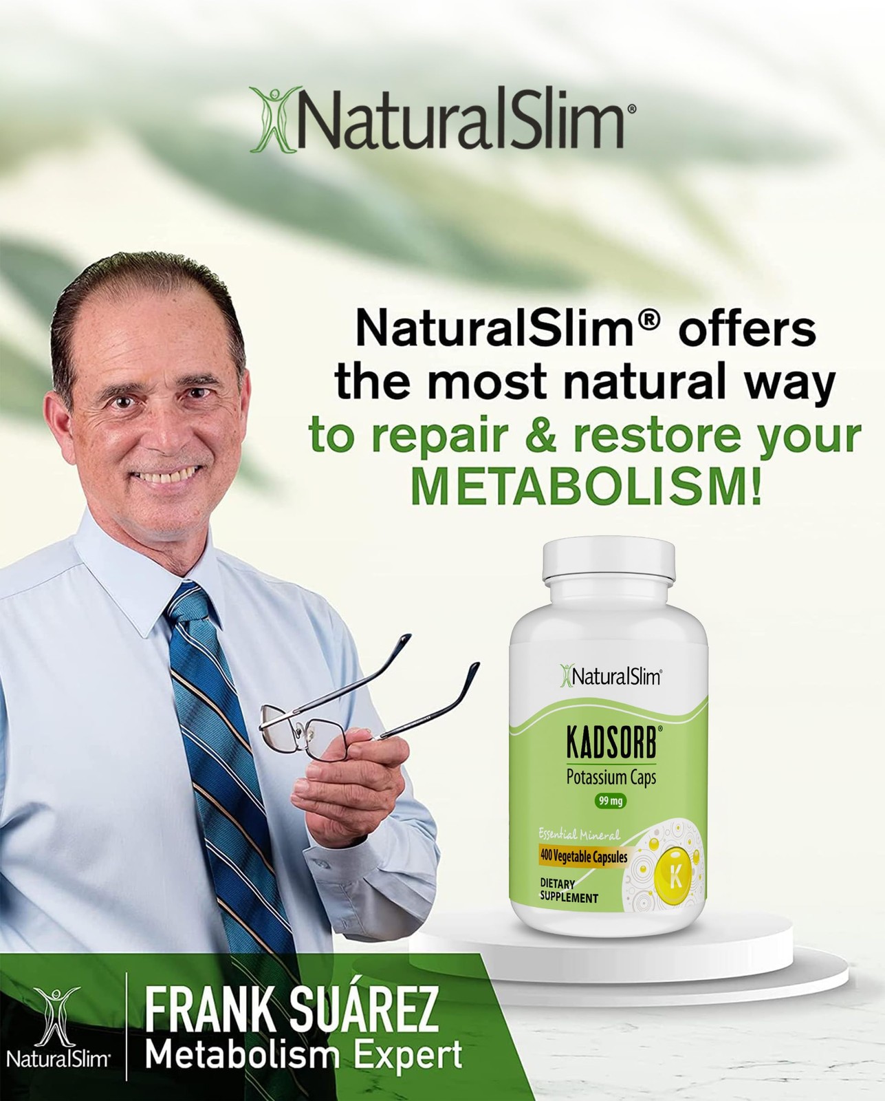 NaturalSlim Kadsorb Potassium Citrate Gluconate 99 mg, 400 Count (Pack of 1)