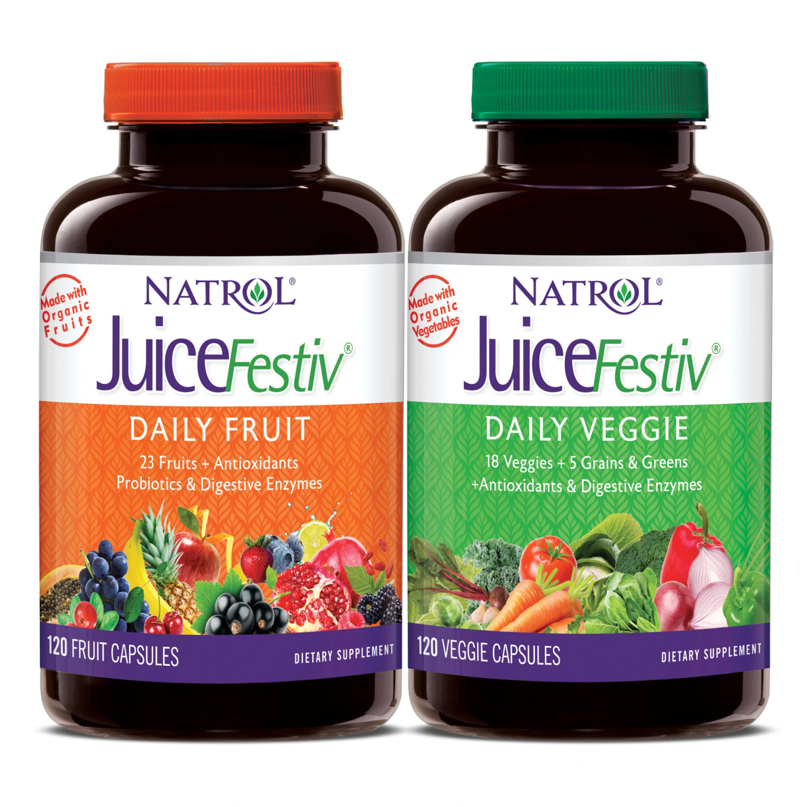 Natrol JuiceFestiv Daily Fruit & Veggie Capsules, 240 Count EXP: 10/31/2027
