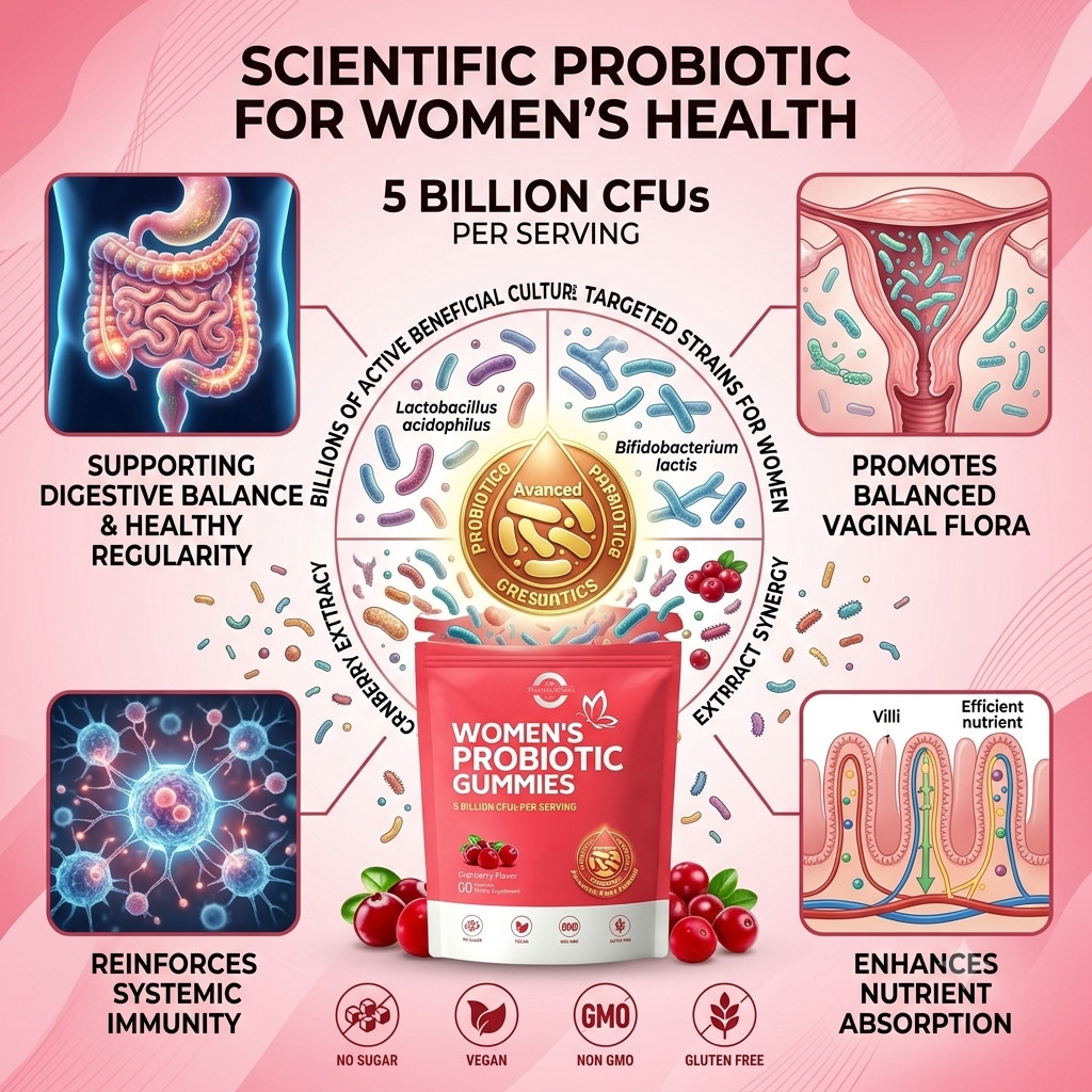 Vaginal Probiotics for Women, Feminine Balance pH Gummies 60ct/1bag
