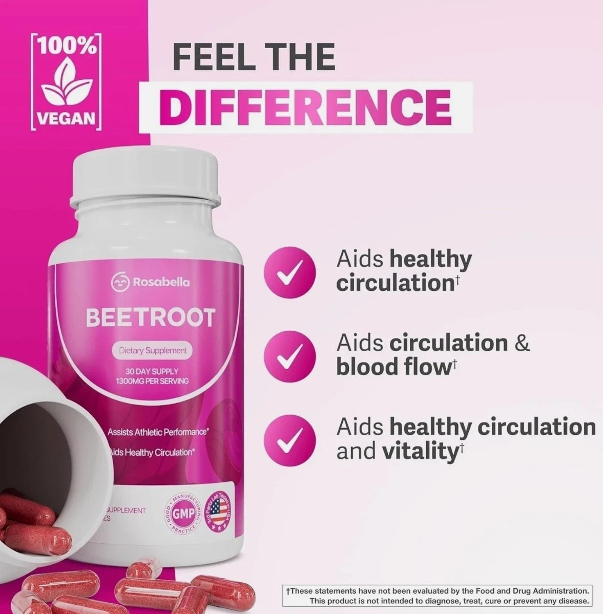 Rosabella Organic Beet Root Natural Energy Boost Blood Pressure