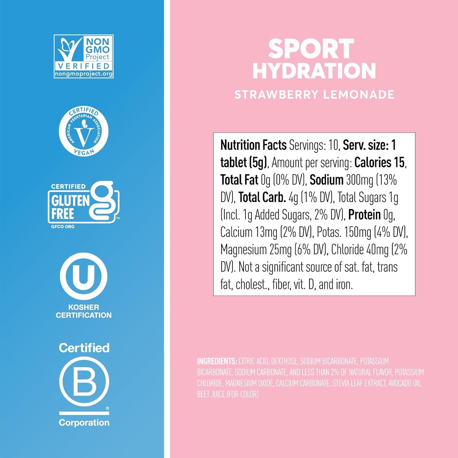 40 Servings of Gluten-Free Electrolyte Tablets – Strawberry Lemonade Flavor