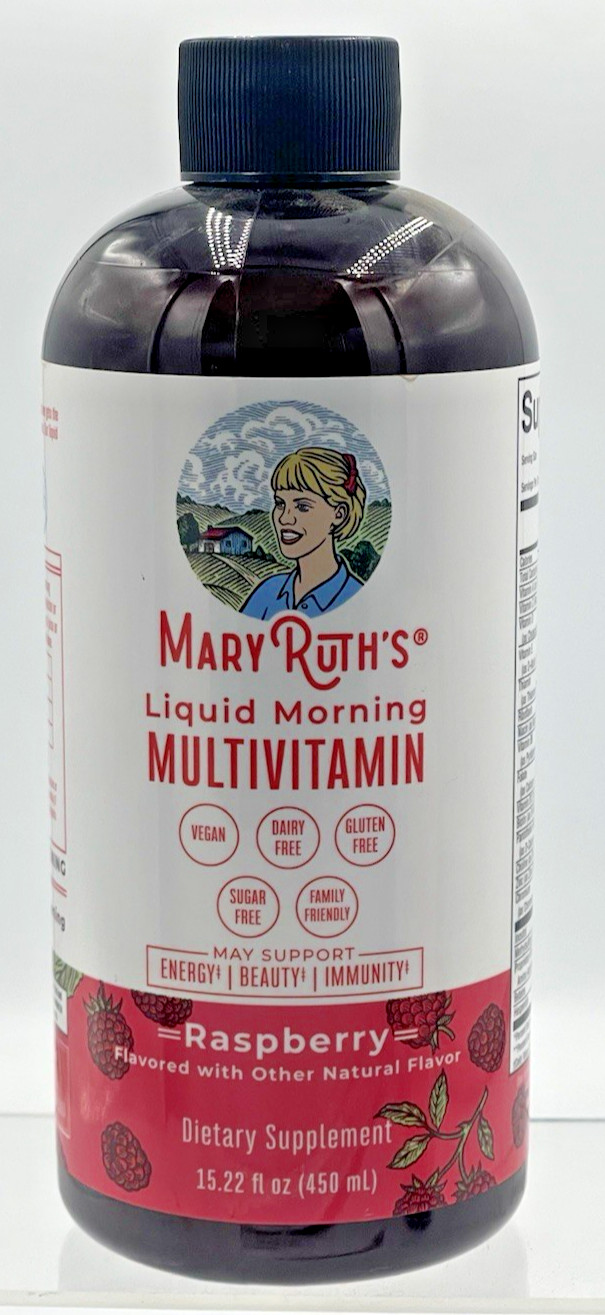 Lot of 2 MaryRuths Liquid Morning Multivitamin Raspberry 15.22oz EXP 05/27