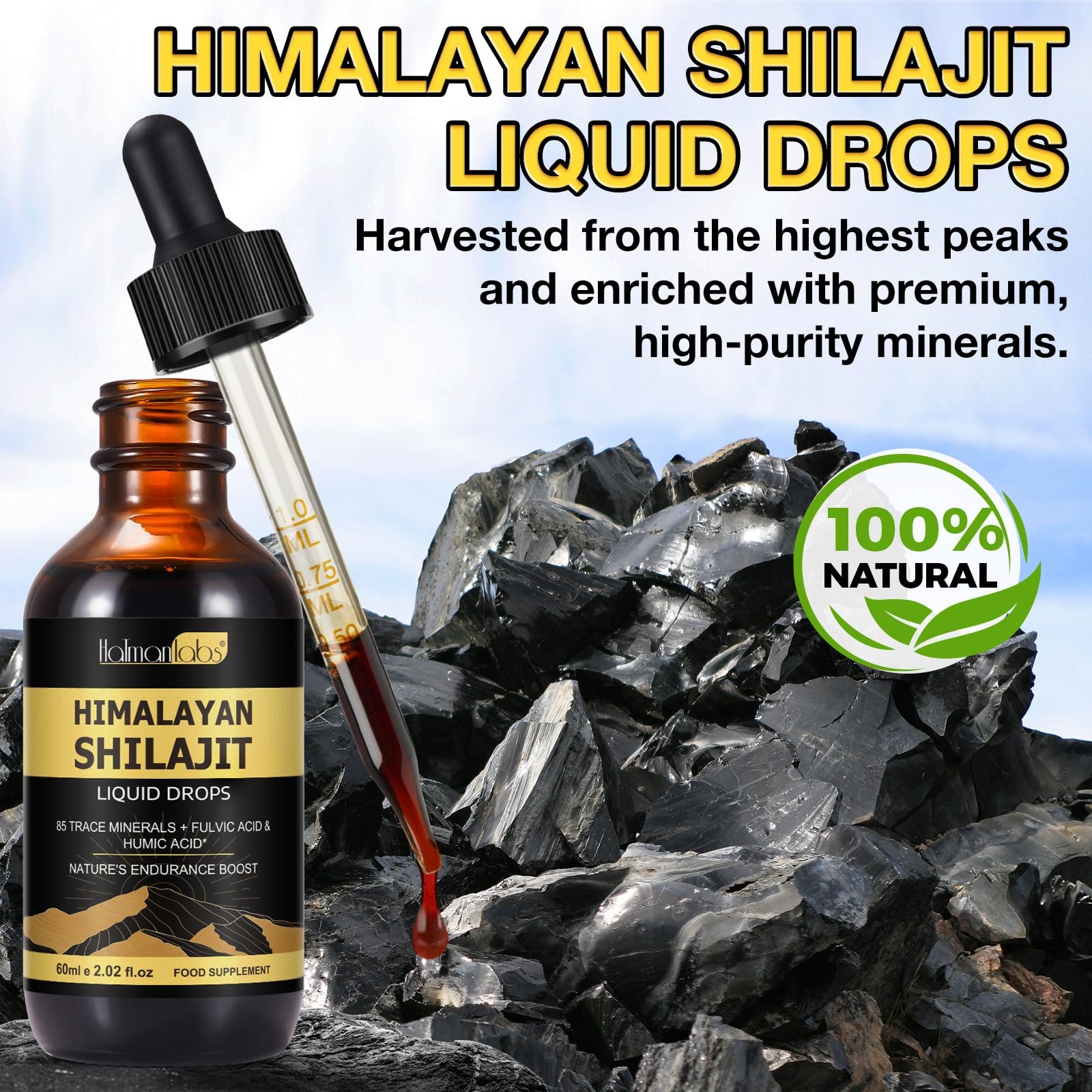Shilajit Pure Himalayan Organic Resin Drop, 2.02 Fl Oz (Pack of 1)