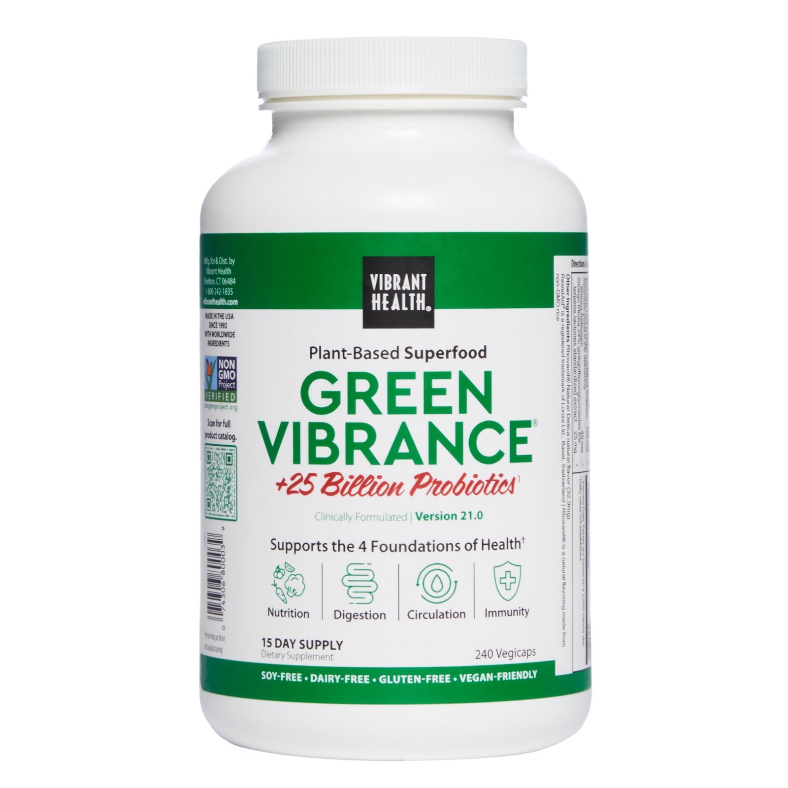 Vegan Superfood Capsules, Green Vibrance, 240 Count, Nutrient-Rich Health Boost