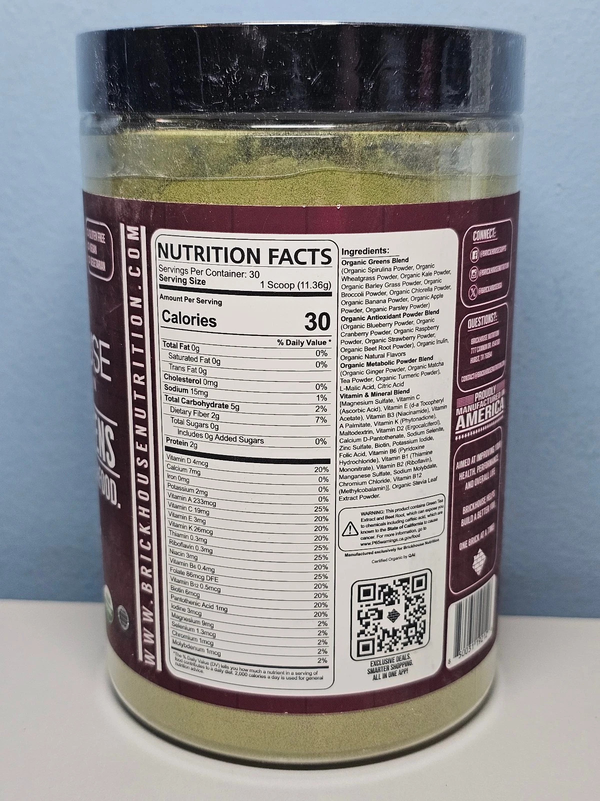 Brickhouse Nutrition Field of Greens Wildberry 12oz – Exp 11/2027 – New/Sealed!