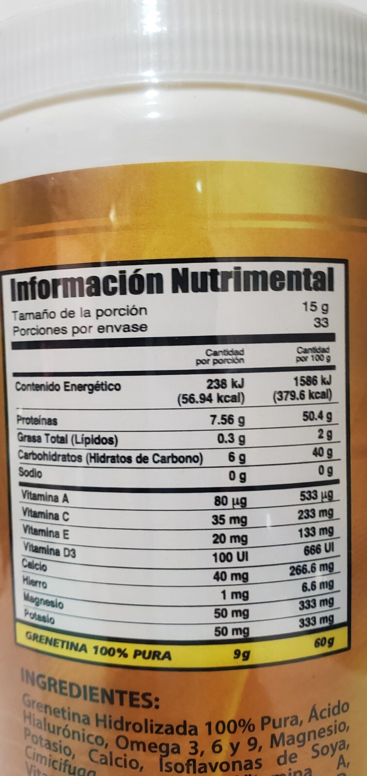 GRENETINA 100% NATURAL HIDROLIZADA { MANGO } Natumex Supreme Net 500g GM