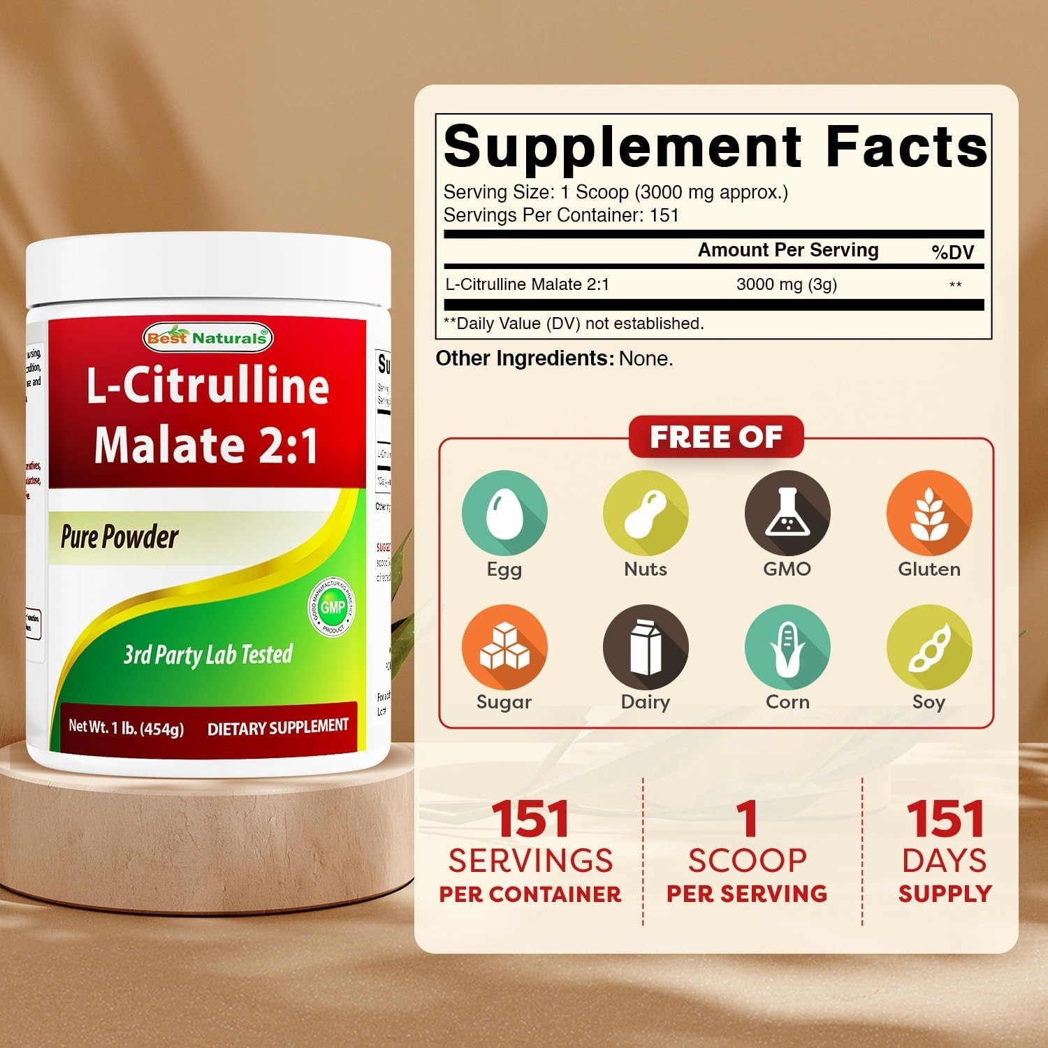 1 lb L-Citrulline Malate Powder – Gluten Free Energy Management