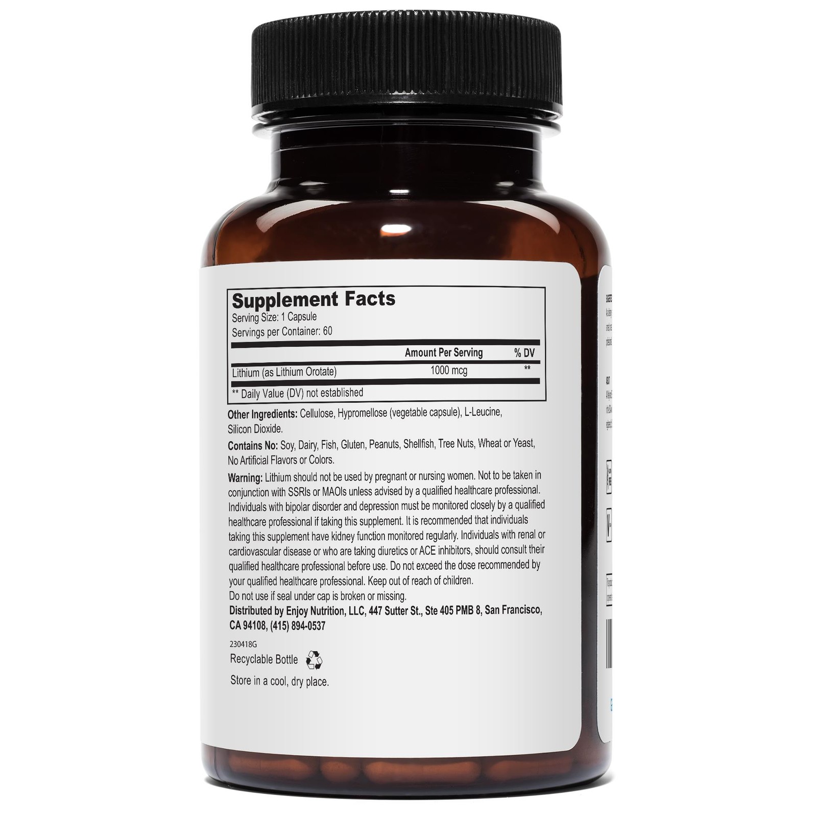 Lithium Orotate 1000 mcg, 60 Vegetarian Capsules