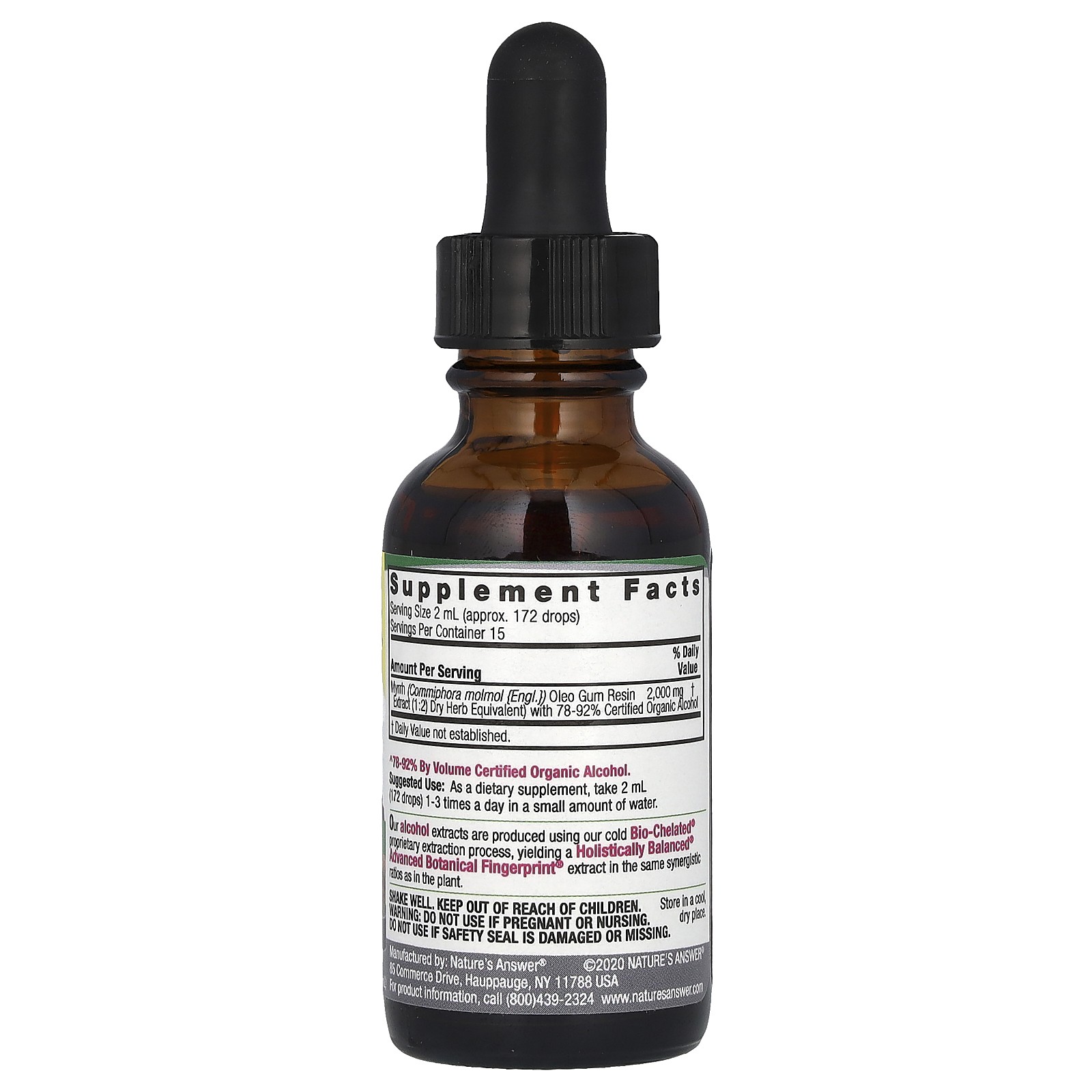 Nature s Answer Myrrh Organic Alcohol 2 000 mg 1 fl oz 30 ml Gluten-Free, GMP