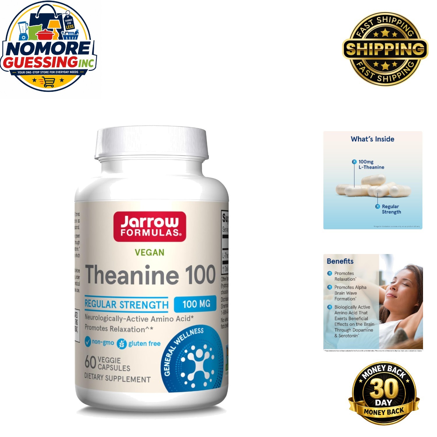 L-Anine 100 mg Dietary Supplement – 60 Capsules for Stress Relief