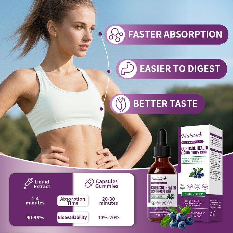 Cortisol Support Liquid Drop w/ Magnesium Ashwagandha -Balanced Adrenal Function