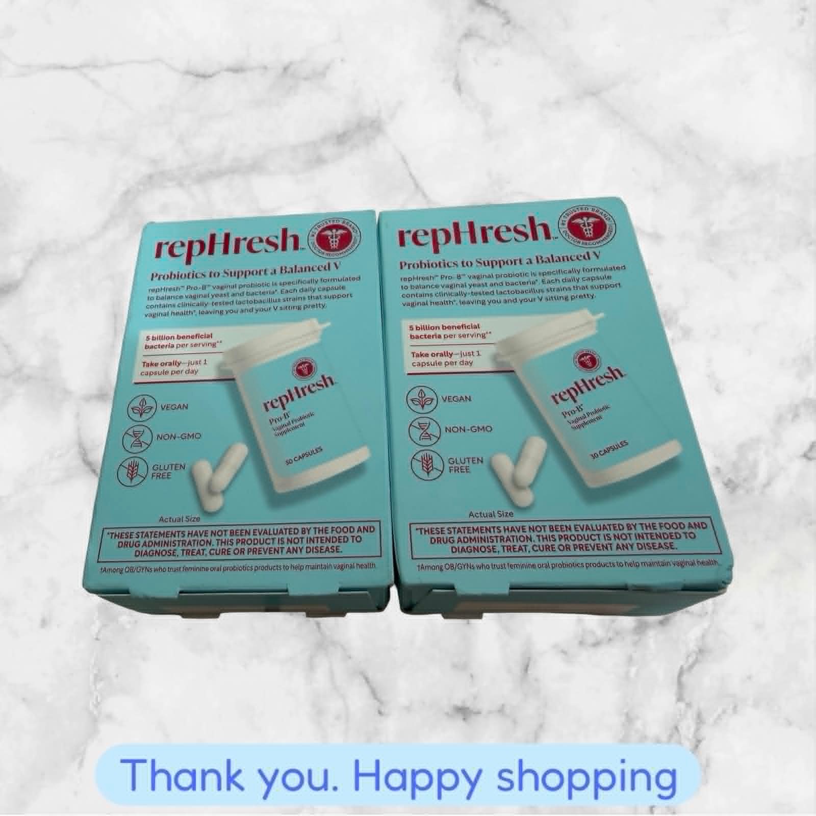 LOT OF 2 Rephresh Pro B Probiotic Feminine Supplement 30 Capsules Each NEW SHIP