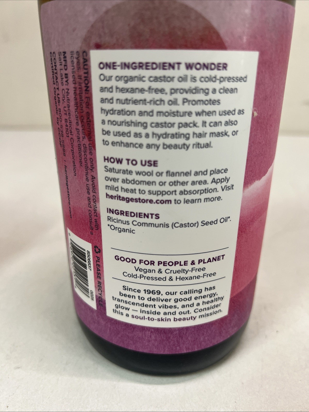 Organic Castor Oil 32 Oz by Heritage Store, Vegan And Cruelty-free /Hexane Free