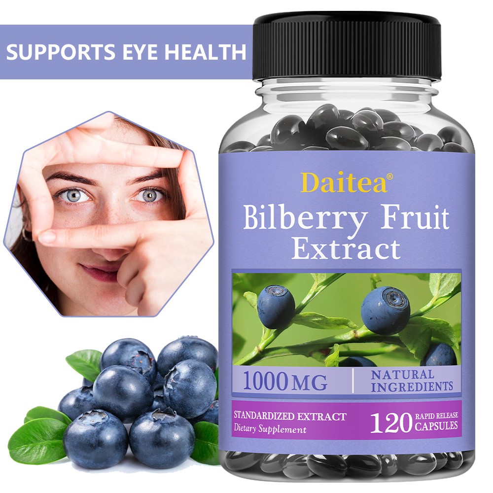 Bilberry Extract Capsules 1000mg | 30/60/120 Count | Supports Eye Health