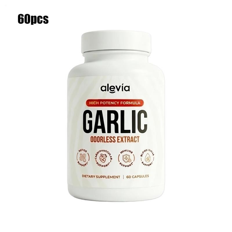 Alevia Garlic Extract Capsules USA Made Odorless Immune Support Formula 60 Ct