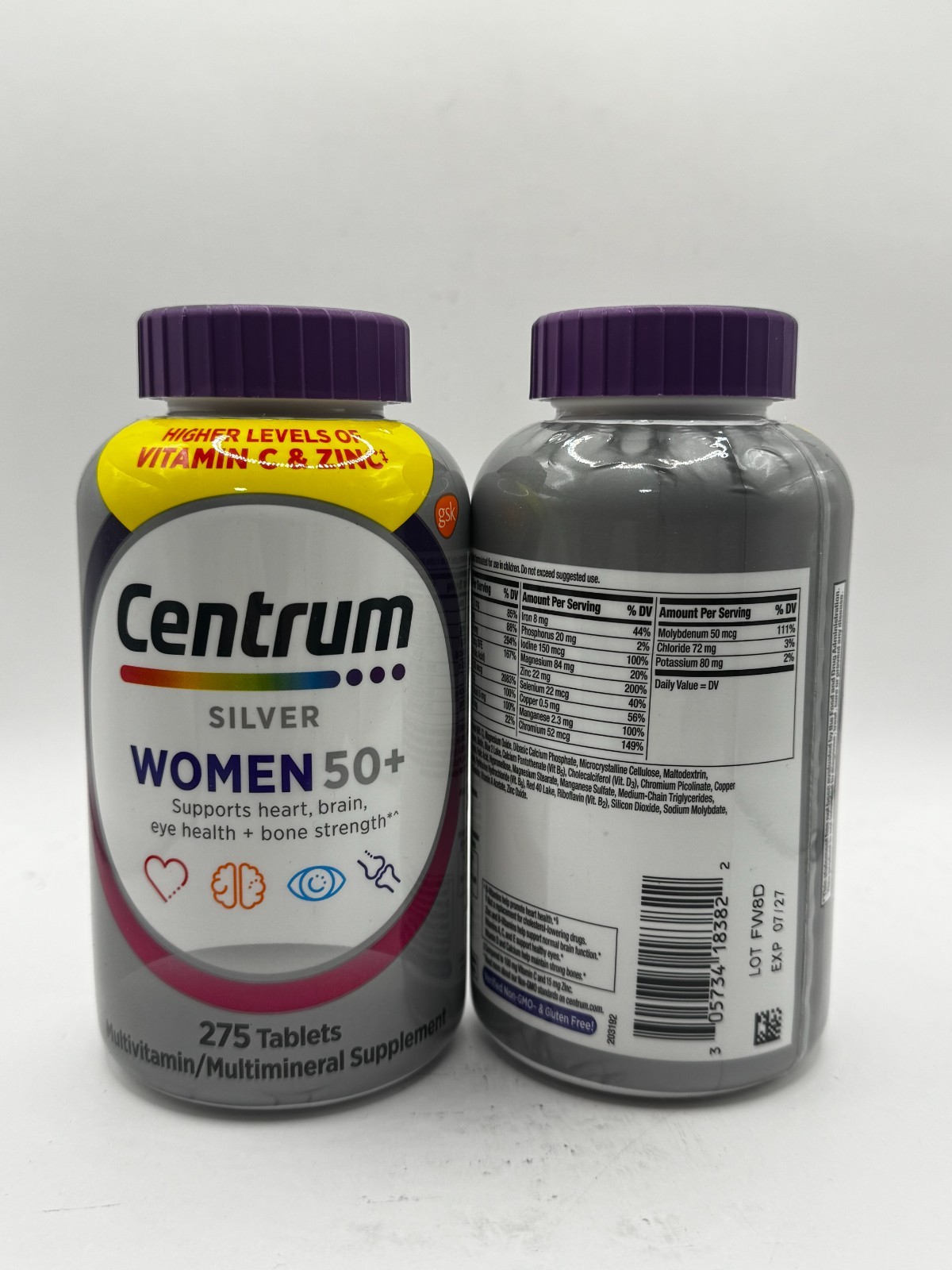 (Exp: 07/2027) 2x Centrum Silver Womens 50+ 275 Tablets Multivitamin Supplement