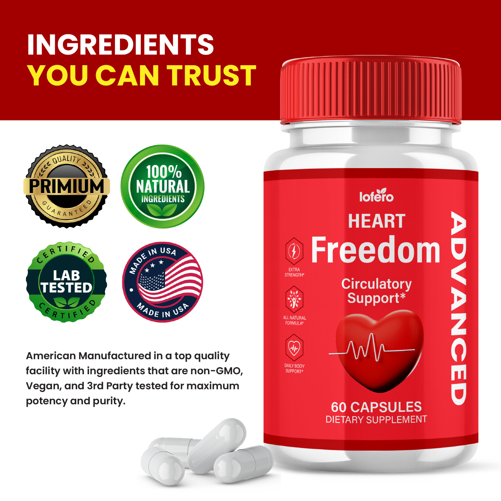 Heart Freedom Capsules Advanced Circulatory Health Support Blood Pressure (60ct)