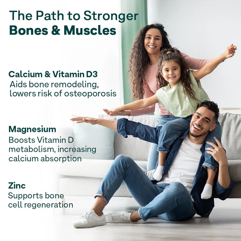 OZiva Calcium Magnesium + Zinc For Bone Density & Muscle Health, 60 Capsules