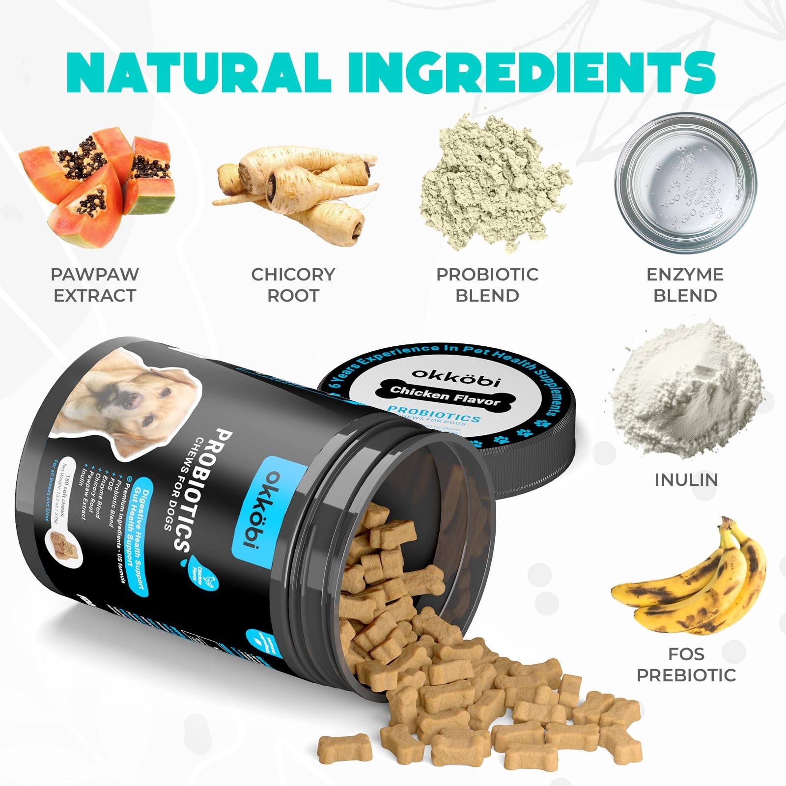 Probiotics for Dogs Chews 150PCs – Digestive, Gut Health & Diarrhea Brown