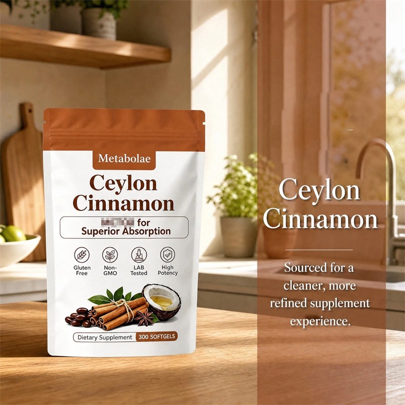 Metabolae Ceylon Cinnamon Capsules With MCT Oil, Non-GMO, Gluten Free, 300pcs