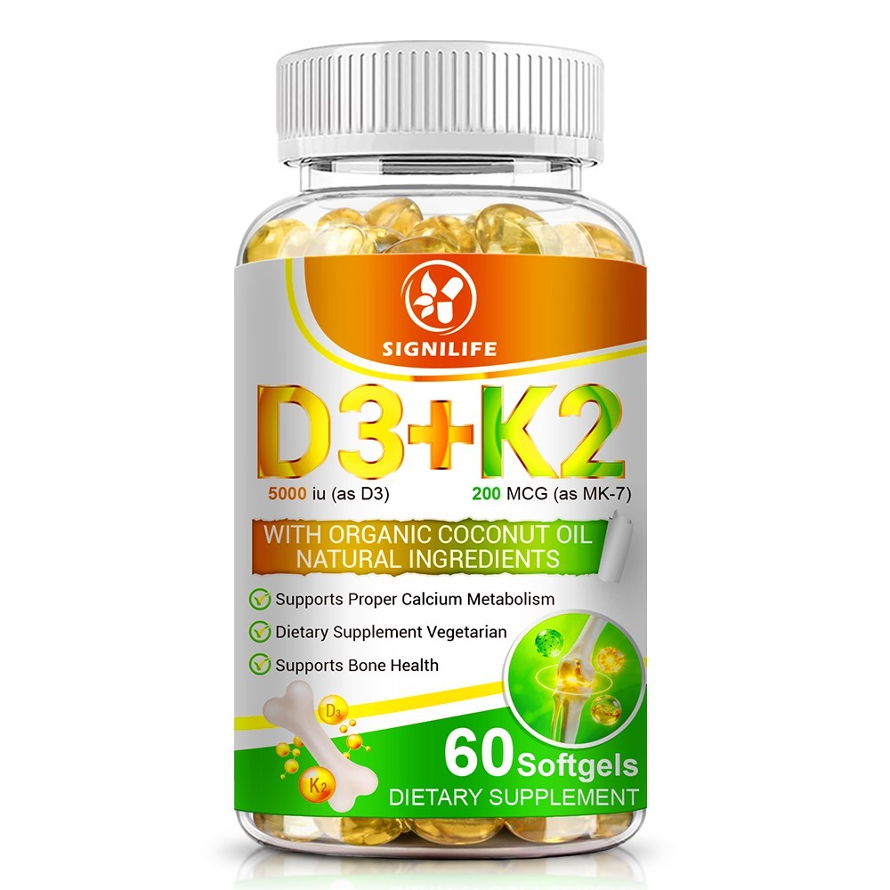 Vitamin D3 5000 IU + K2 200mcg 120 Capsules Extra Strength D3 K2 Supplements