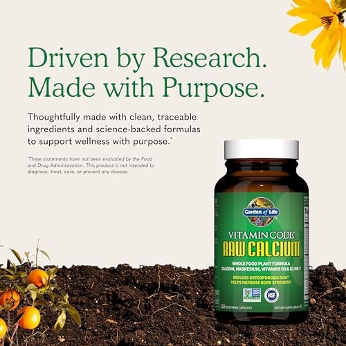 Garden of Life Raw Calcium Supplement w/ Magnesium K2 D3 C Probiotics 120 Caps