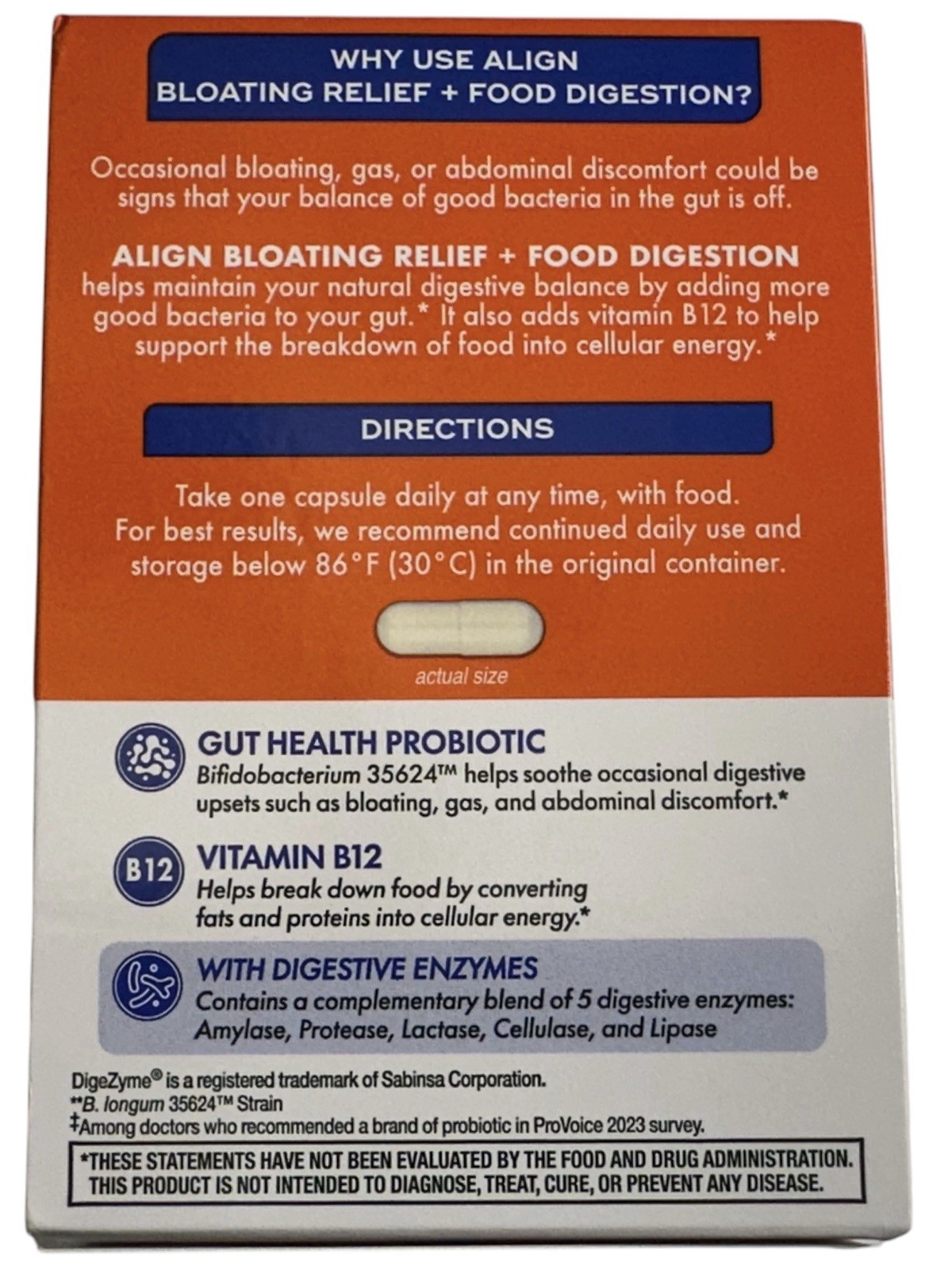 Align Probiotic Bloating Relief & Food Digestion 28 Capsules Exp02/2027+ New!
