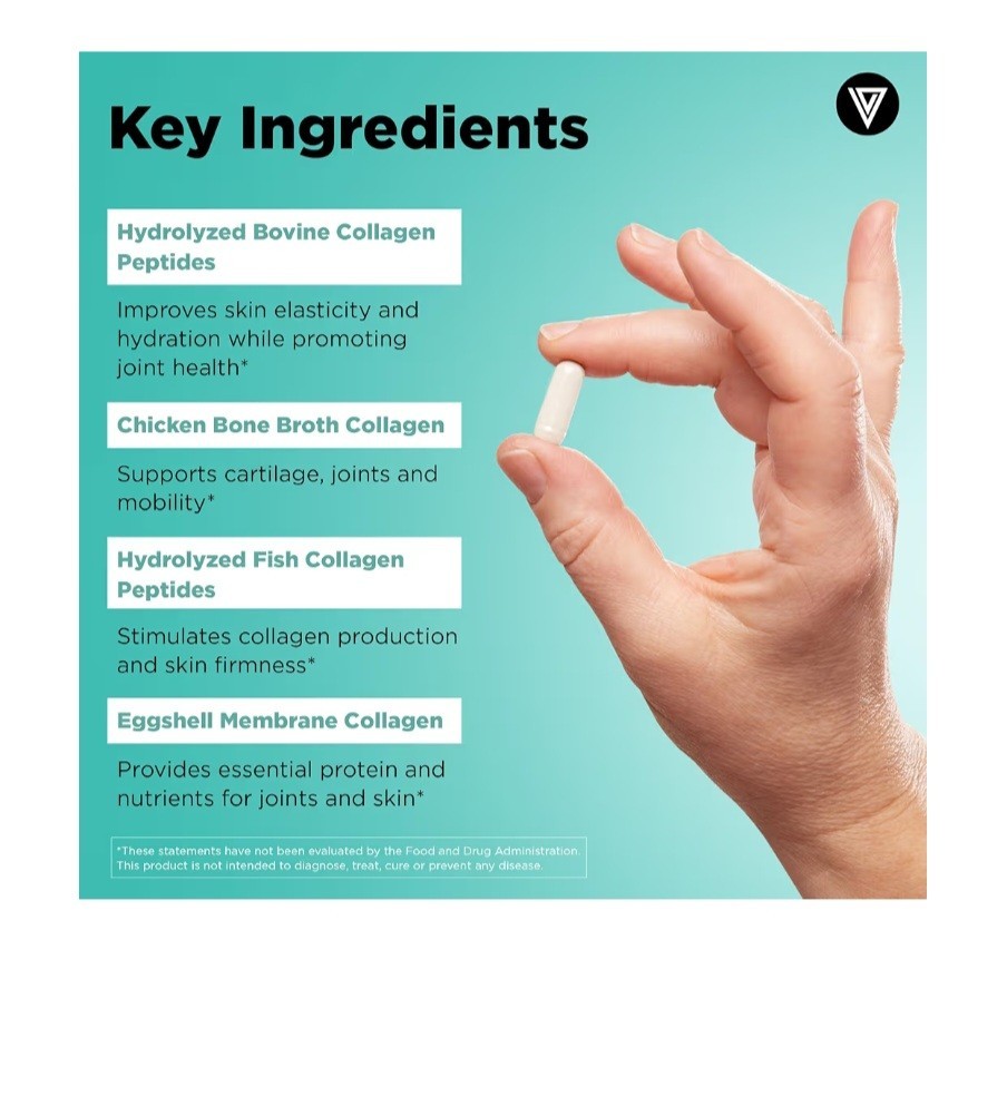 Vital Vitamins Multi Collagen Complex 150 Capsules Types I II III V X Supplement