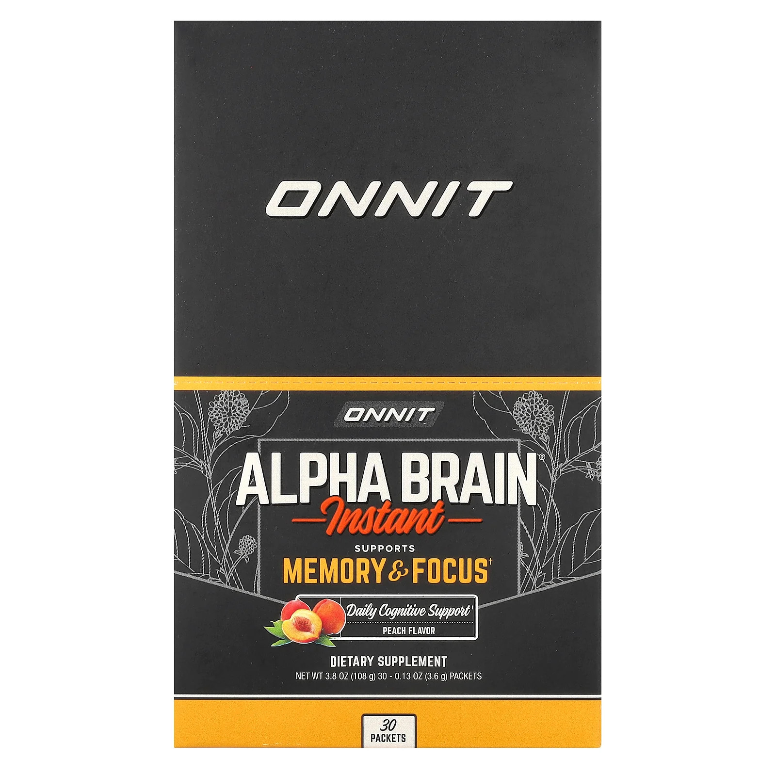 2 X Onnit, Alpha BRAIN� Instant, Peach, 30 Packets, 0.13 oz (3.6 g) Each
