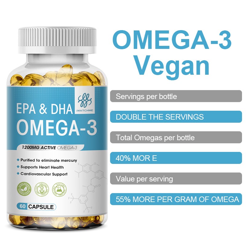 iMATCHME Omega-3 Capsules 60ct – Brain, Heart & Joint Support with EPA DHA
