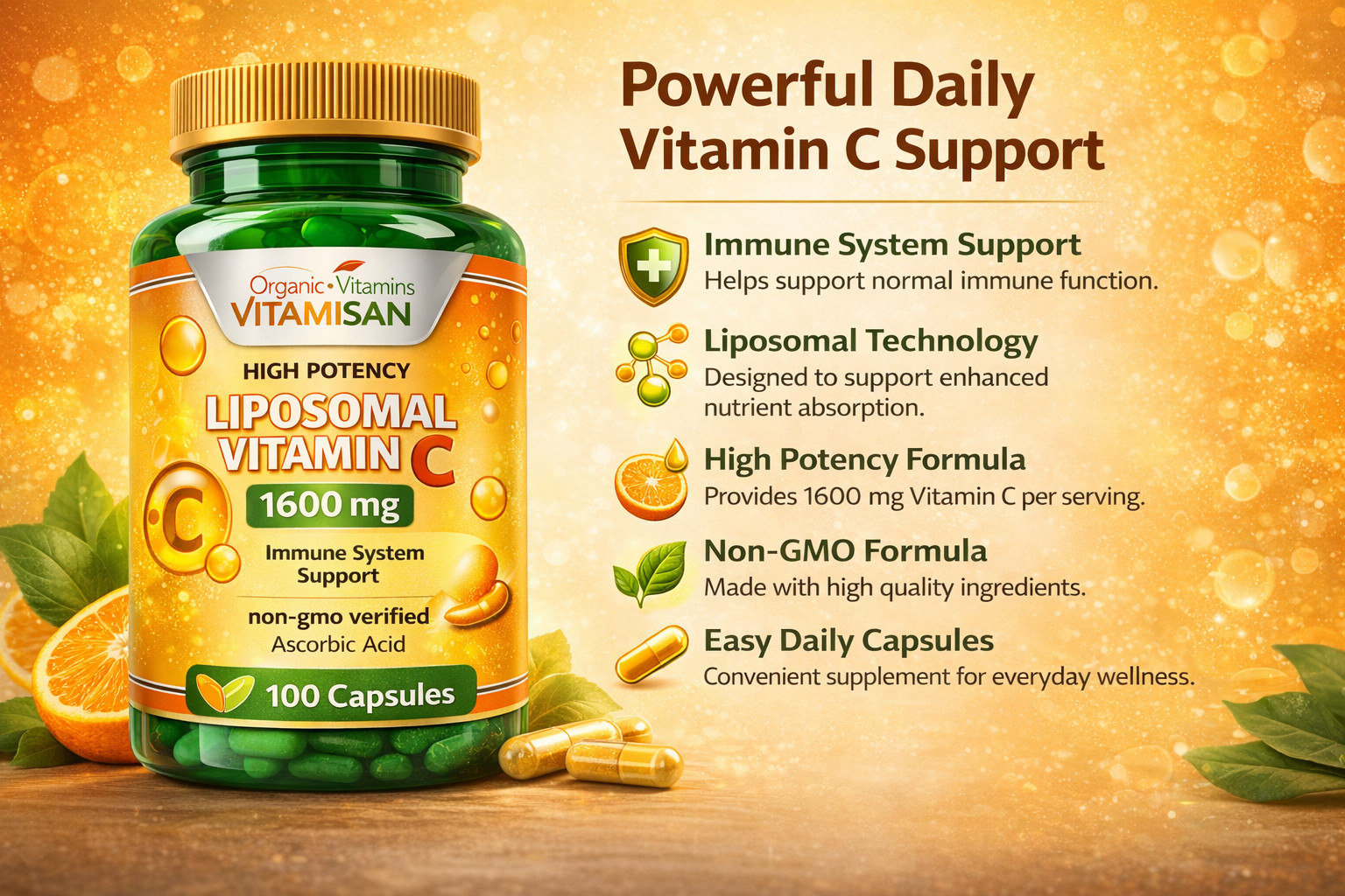 3 Vitamin C Vitamina Super HIgh Potency 1600 Liposomal 300 caps Support Immune S