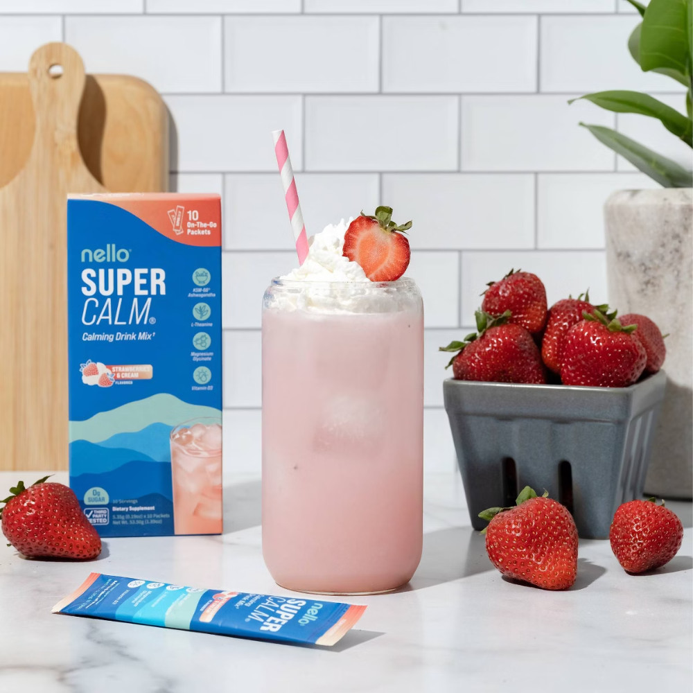 Nello Supercalm Calming Drink Mix Supplement – Strawberries & Cream – 1.5oz/10ct