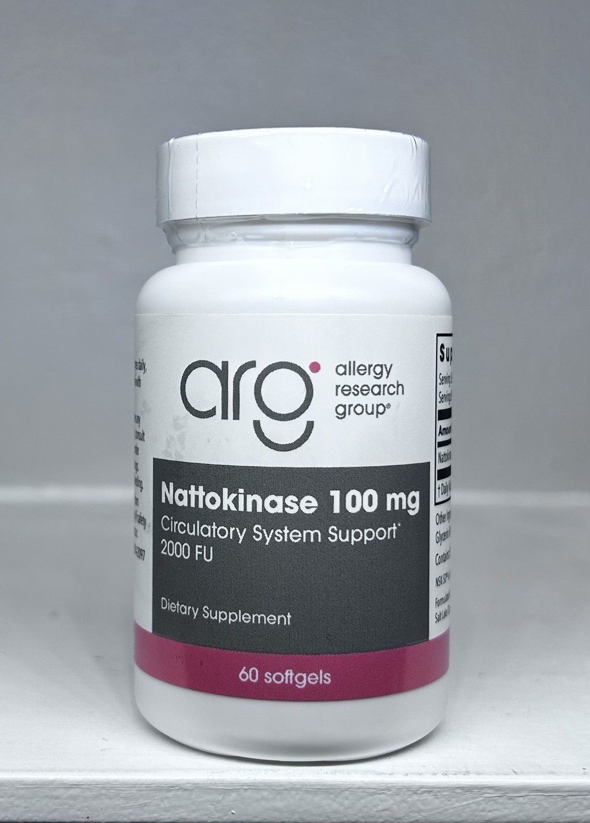 Allergy Research Group Nattokinase 100mg 60 Softgels- NEW SEALED- Exp 06/2027