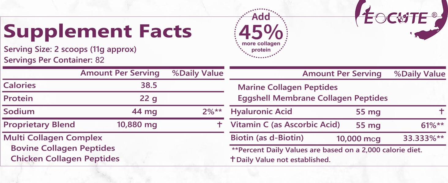 2LB Multi Collagen Peptides Powder–Hydrolyzed Protein with Type I, II, III, V, X