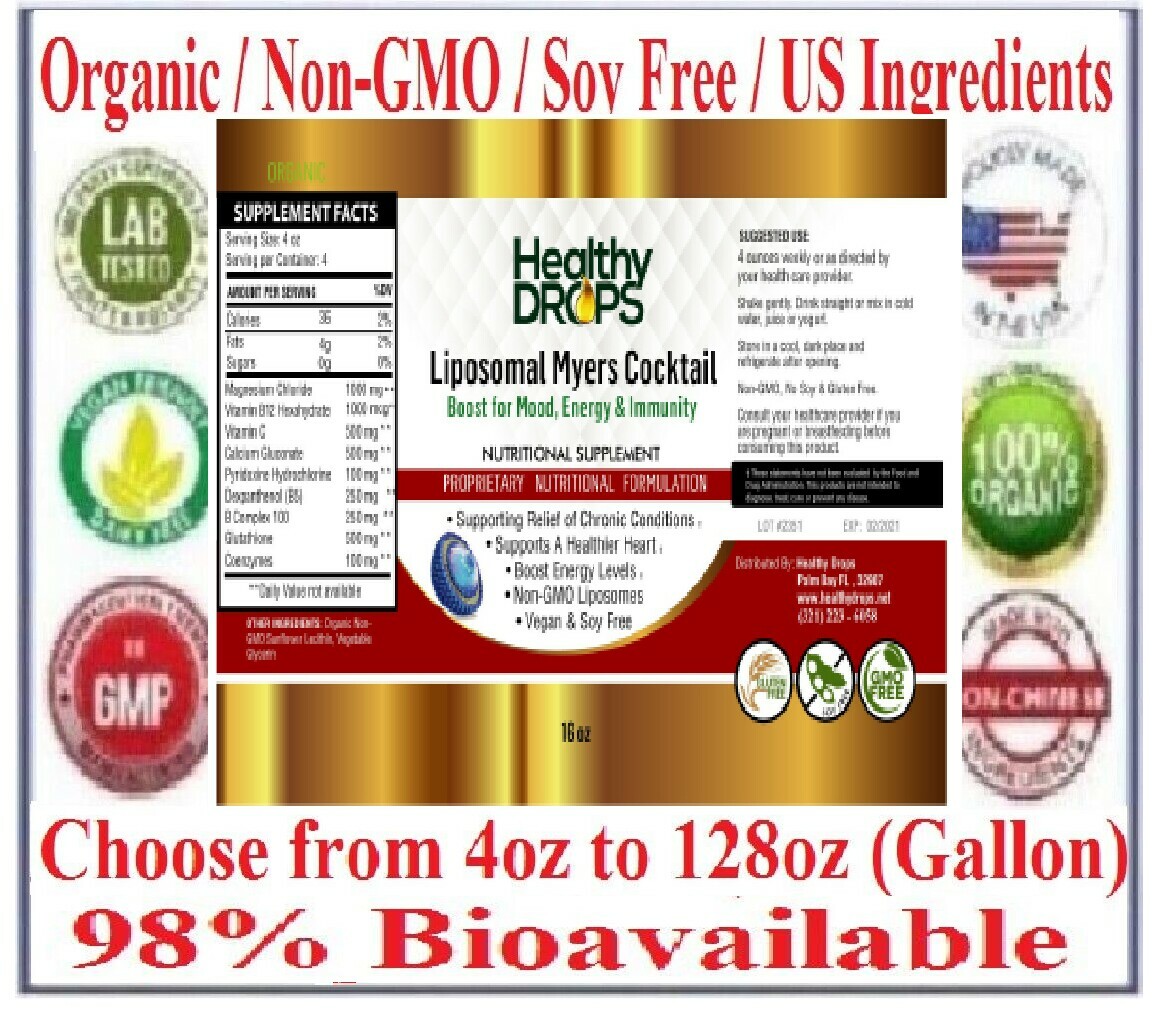 LIPOSOMAL MYERS COCKTAIL ORGANIC LIQUID BETTER THAN INJECTABLES Exp: 12/2026