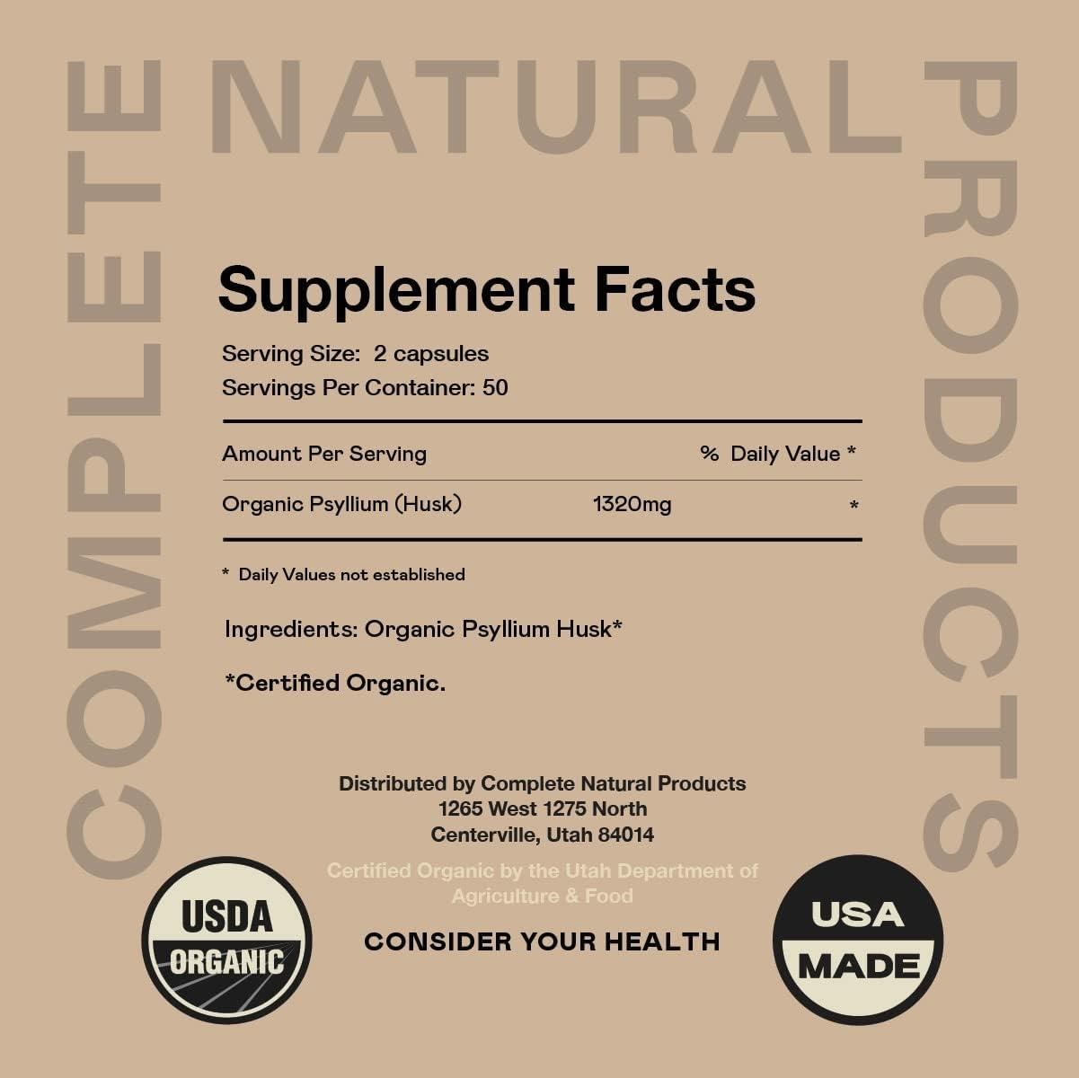 Organic Psyllium Husk Capsules – 660mg 100 Capsules